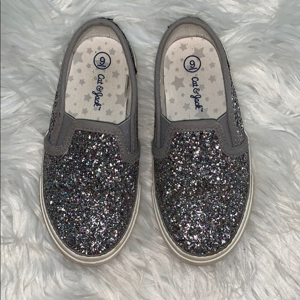 Cat &Jack Silver Glitter Slip On Shoes